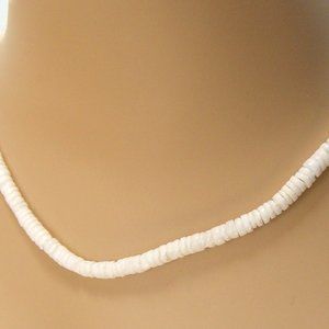 Puka Shell 18" Necklace Hawaiian Unisex Surfer Style 7067-18 WHT